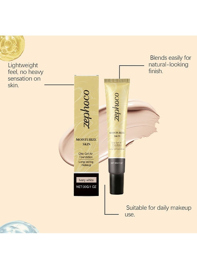 zephoco Blotting Foundation Liquid: Gentle, Lightweight, Hydrating, Natural, Adhesive-Free Foundation Liquid 30g (#Ivory white) - Image 4